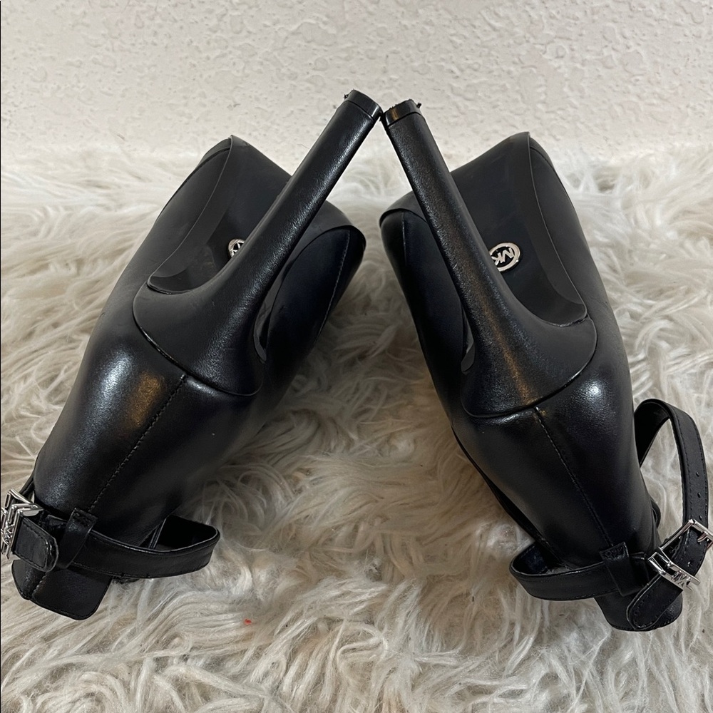 MICHAEL MICHAEL KORS Lawson Leather Open-Toe Ankle Boot Black Size 8.5 - Picture 11 of 16
